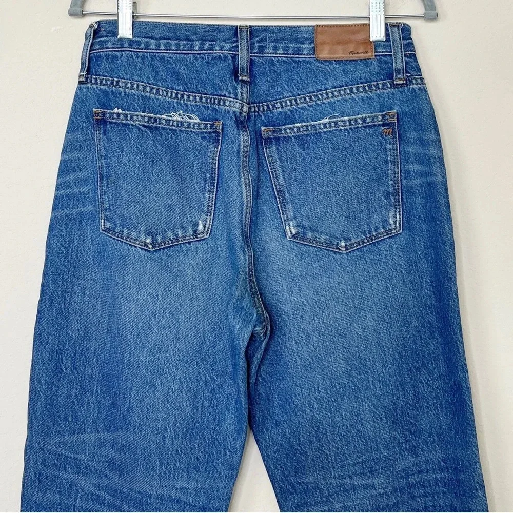 Madewell Classic Straight Jeans in Jade Wash: Knee-Rip Edition J7951 Size 27 - Picture 9 of 15
